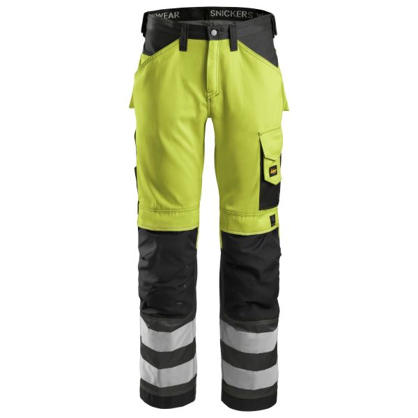 Arbeidsbukse Snickers 3333 varsel, gul/svart D120